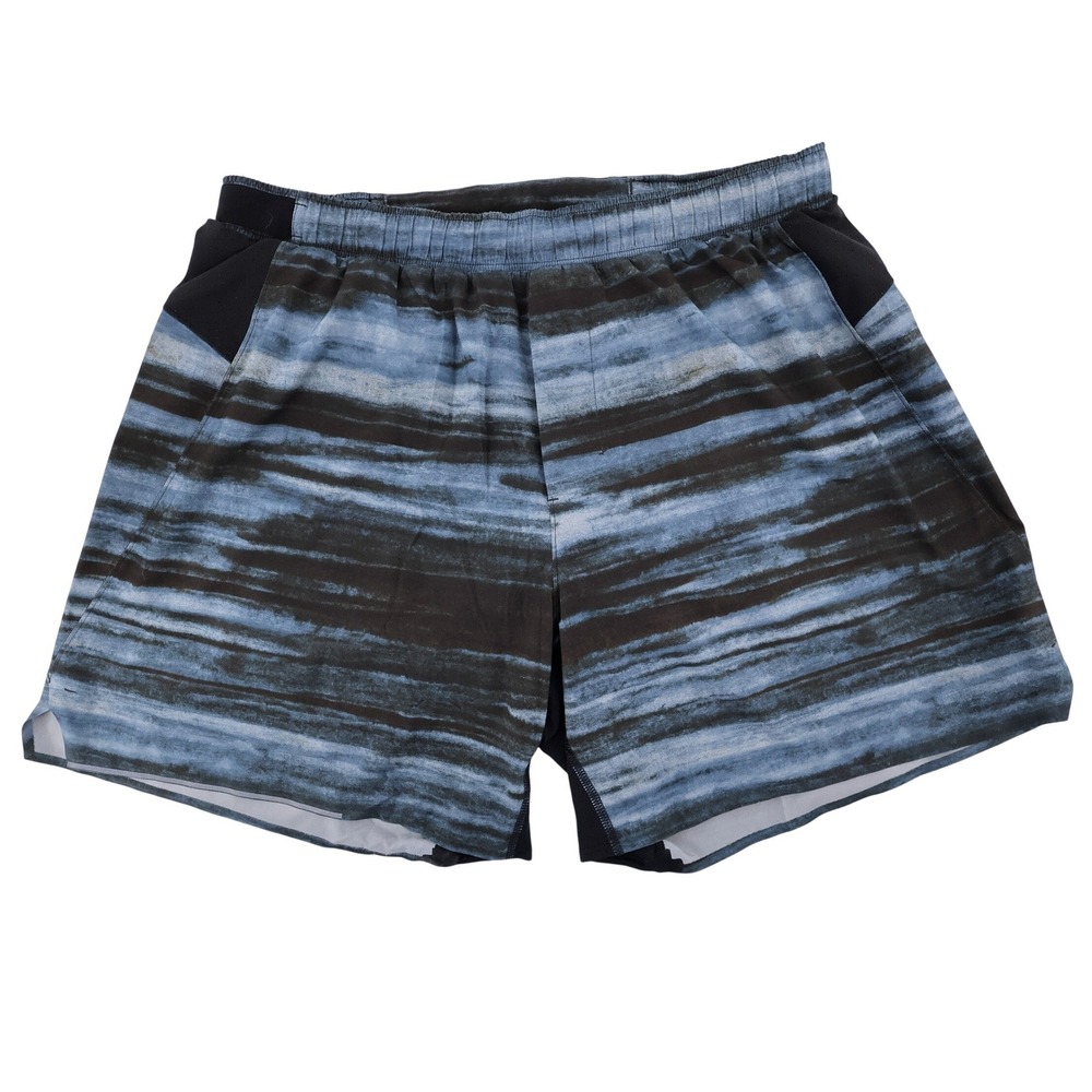Lululemon Surge Lined Abstract Stripe Running Shorts Blue Mens Large